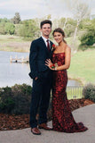 Sexy Mermaid Sequins Burgundy Long Prom Dresses, Cheap Evening Dresses STK15341