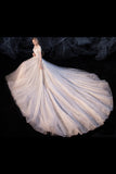 Ball Gown Tulle Wedding Dresses Short Sleeves Appliques PCJ9RAG4