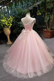 2024 New Arrival Pink Quinceanera Dresses Lace Up With Appliques And Beading PK6RFASD