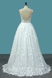 2024 A Line Lace Wedding Dresses Spaghetti Straps With Beads P6YBRS9A