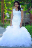 2024 Wedding Dresses Mermaid V Neck Tulle With Applique PPH2CL6A