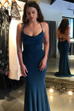 Sexy Mermaid Navy Blue Criss Cross Prom Dresses, Long Evening Dresses STK15339