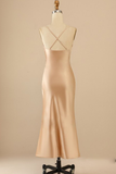 Mermaid Champagne Beach Long Bridesmaid Dress