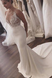 2024 Mermaid Scoop Satin With Appliques Wedding Dresses PX8F4LTM