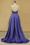 2024 Bicolor Sweetheart With Beads Prom Dresses Satin PXNH589R