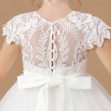 Princess Lace Tulle Satin Flower Girl Dresses With Bowknot