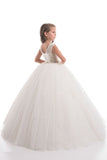 2024 New Arrival Flower Girl Dresses Ball Gown Scoop Tulle With Beads P6S4AH3S