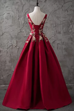 A-Line Bateau Floor-Length Sleeveless Satin Prom Dress/Evening Dress STKPJQ7ECFK