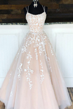 Princess Long Light Prom Dress with Appliques