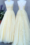 Princess Long Light Prom Dress with Appliques