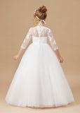 Princess Lace Tulle Satin Flower Girl Dresses