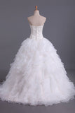 2024 Hot Wedding Dresses Sweetheart With Beads & Applique A Line PT5AZAYP