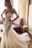 Charming Mermaid Sweetheart Backless Tulle Wedding Dresses With STKPH8491GT