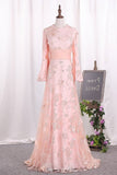 2024 Scoop Long Bell Sleeves Prom Dresses A Line P49N9XFY