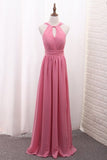 2024 Scoop A Line Chiffon Bridesmaid Dresses With Ruffles And P8E6D82E