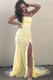 Strapless Long Mermaid Prom Dress with Slit