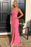 Strapless Long Mermaid Prom Dress with Slit