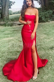 Strapless Mermaid Prom Dress Red Evening Dresses