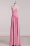 2024 New Arrival Sweetheart Bridesmaid Dresses Chiffon With Ruffles And PPDQALNY