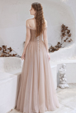 A-line Strapless Champagne Prom Dress Starlight Long Evening Dress