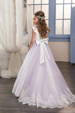 2024 Flower Girl Dresses A Line Scoop Tulle With Applique And P89BG8F8