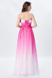 Elegant Ombre Light Plum Spaghetti Straps Sweetheart A-Line Chiffon Prom Dresses