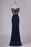 2024 Prom Dresses Sweetheart Sheath With Applique And Slit P9RGK84K