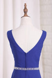 2024 V Neck Bridesmaid Dresses A Line Chiffon With Beads PJLD86QR