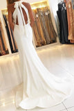 2024 Halter Open Back Satin Mermaid Evening Dresses P84R545X