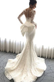 2024 Mermaid Long Sleeves Tulle Wedding Dresses With Applique Court P9DZ91BM