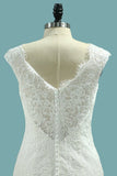 2024 V Neck Mermaid Wedding Dresses Lace With Applique PHLF6RNM