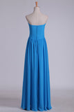 2024 Sweetheart Fitted And Pleated Bodice A Line Prom Dress Floor Length Chiffon