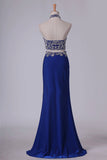 2024 New Arrival Halter Beaded Bodice Prom Dresses Spandex With PDLLMX2A