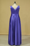 2024 Regency Plus Size A Line Evening Dresses Cowl Neck Floor Length Satin P2TEYB6J