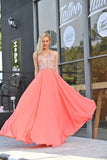 2024 A Line Spaghetti Straps With Beading Prom Dresses Chiffon Open PN487EZ2