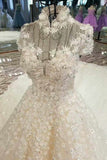 2024 Marvelous High Neck Wedding Dresses A Line With Crystals Royal Train Tulle PS16175N