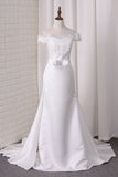 2024 Satin Mermaid Off The Shoulder Wedding Dresses PF5JQA4F