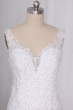 2024 Wedding Dresses V Neck Open Back Tulle With Applique And PB93GSYR