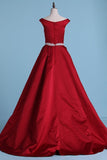 2024 New Prom Dress A Line Boat Neckline Court Train PFL4GQ8R