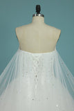 2024 Gorgeous Wedding Dresses Sweetheart With Applique And Beads Chapel Train PEBF3APR