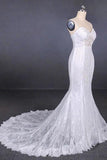 Charming Mermaid Spaghetti Straps Ivory Sweetheart Wedding Dresses with Applique STK15109