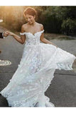 A-Line Off-The-Shoulder Boho Wedding Dress PS1QPKS4