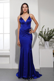 Mermaid Royal Blue Prom Dress V-Neck Long Evening Party Dress