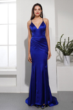 Mermaid Royal Blue Prom Dress V-Neck Long Evening Party Dress