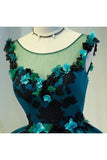 A Line Flower Appliques Round Neck Homecoming PY2ZJN79