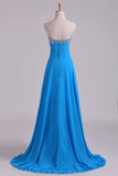 2024 Sweetheart Beaded Neckline Prom Dress A Line With Ruffles Chiffon