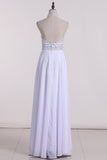 2024 Halter Beaded Bodice A Line Prom Dresses Chiffon P65XS4M5