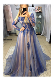 A-Line Long Sleeves Sweep Train Prom Dresses With STKPB3SD2T7