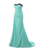 Chiffon Appliques Beaded Evening Dress Mermaid Long Prom Gowns