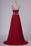 2024 Chiffon One Shoulder With Beads And Ruffles A Line Prom PXFR8F9J